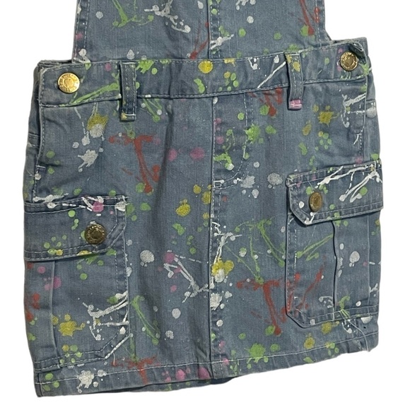 ChilliPop Denim Skirt Overall Paint Splatter Girl’s Size 4 - Picture 3 of 9